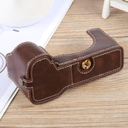 For Sony ILCE-7CM2 / Alpha 7C II Glossy PU Leather Camera Half Case Base(Coffee)