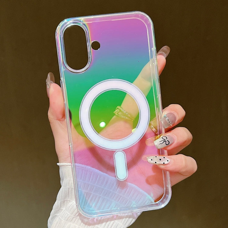 For iPhone 16 Gradient Color MagSafe Airbag Full Coverage Phone Case(Rainbow)
