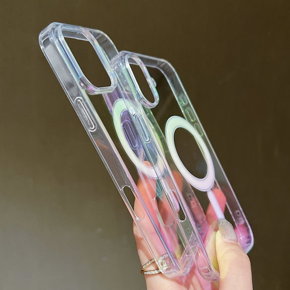For iPhone 16e Gradient Color MagSafe Airbag Full Coverage Phone Case(Rainbow)