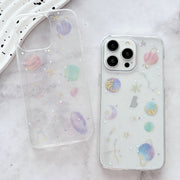 For iPhone 16 Plus Cosmic Star Glitter Epoxy TPU Phone Case(Transparent Pink)