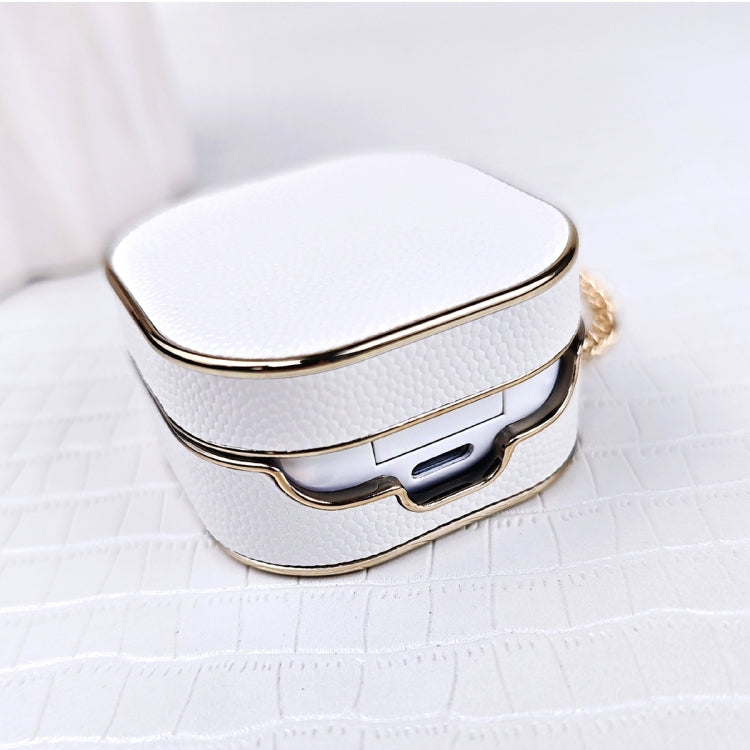 For Samsung Galaxy Buds2 / 2 Pro / Pro Litchi Texture Earbuds Box Leather Protective Case with Metal Bracelet(Blue)