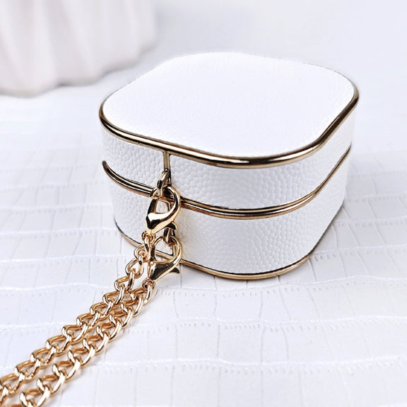 For Samsung Galaxy Buds2 / 2 Pro / Pro Litchi Texture Earbuds Box Leather Protective Case with Metal Bracelet(White)