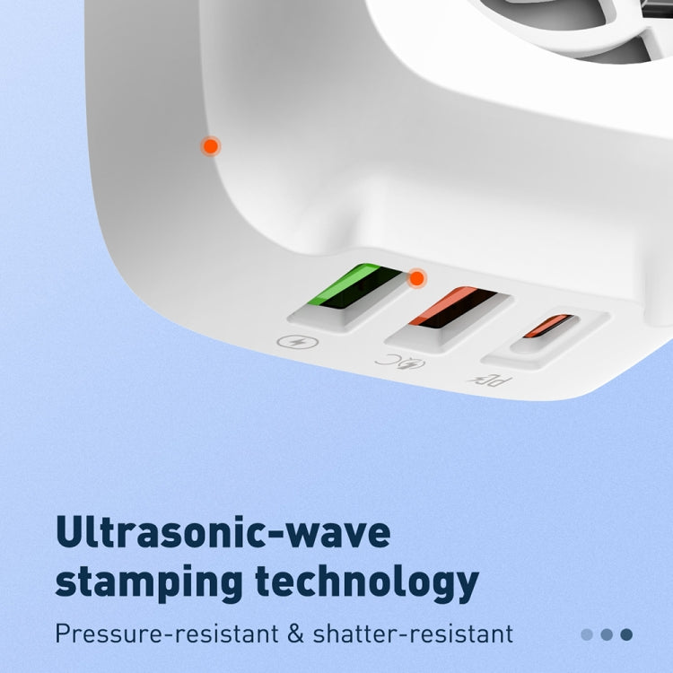 LDNIO Q334 32W Type-C + Dual USB Port Charger with 1m Micro USB Data Cable, Plug Type:EU Plug(Black)