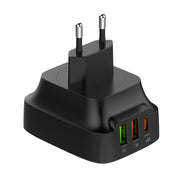 LDNIO Q334 32W Type-C + Dual USB Port Charger with 1m 8 Pin Data Cable, Plug Type:EU Plug(Black)