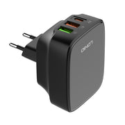 LDNIO Q334 32W Type-C + Dual USB Port Charger with 1m 8 Pin Data Cable, Plug Type:EU Plug(Black)