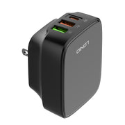 LDNIO Q334 32W Type-C + Dual USB Port Charger with 1m 8 Pin Data Cable, Plug Type:US Plug(Black)