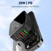 LDNIO Q334 32W Type-C + Dual USB Port Charger with 1m 8 Pin Data Cable, Plug Type:US Plug(White)