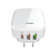 LDNIO Q334 32W Type-C + Dual USB Port Charger with 1m USB-C / Type-C to USB-C / Type-C Data Cable, Plug Type:EU Plug(White)