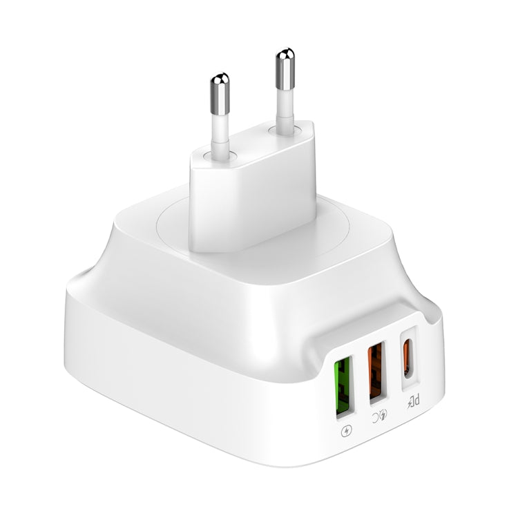 LDNIO Q334 32W Type-C + Dual USB Port Charger with 1m USB-C / Type-C to USB-C / Type-C Data Cable, Plug Type:EU Plug(White)