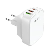 LDNIO Q334 32W Type-C + Dual USB Port Charger with 1m USB-C / Type-C to USB-C / Type-C Data Cable, Plug Type:EU Plug(White)