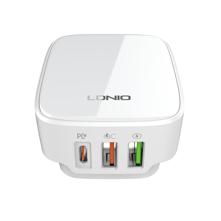 LDNIO Q334 32W Type-C + Dual USB Port Charger with 1m USB-C / Type-C to USB-C / Type-C Data Cable, Plug Type:US Plug(White)