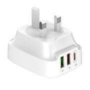 LDNIO Q334 32W Type-C + Dual USB Port Charger with 1m USB-C / Type-C to 8 Pin Data Cable, Plug Type:UK Plug(White)