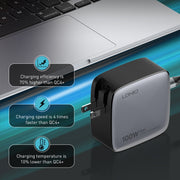 LDNIO Q408 100W GaN USB+3 USB-C / Type-C Interface Charger with 1m 100W USB-C / Type-C to USB-C / Type-C Data Cable, Plug Type:US Plug(White)