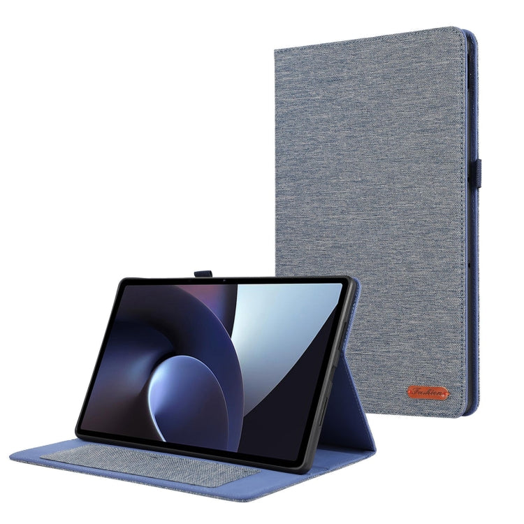 For OnePlus Pad Pro 12.1 Fabric Texture Horizontal Flip Leather Tablet Case(Blue)
