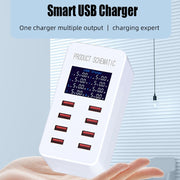 A8B 50W 8 Ports USB Smart Charging Station with Digital Display, Plug:EU Plug