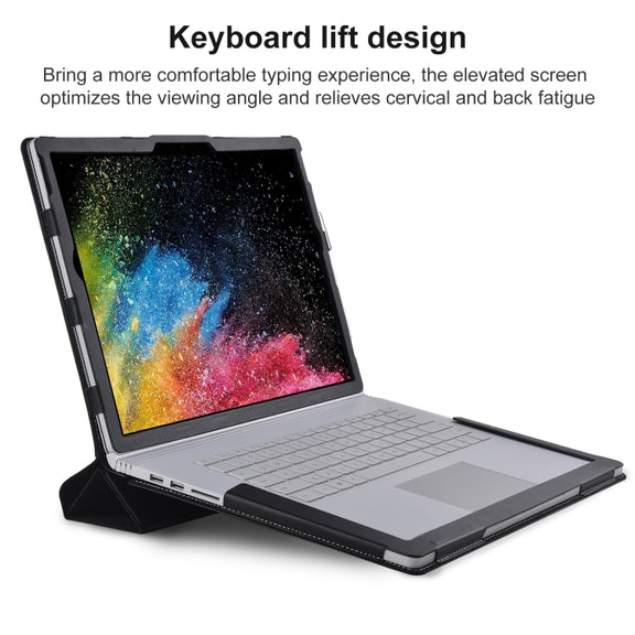 For Microsoft Surface Book 3 / 2 / 1 15 inch Deformation All-inclusive Leather Laptop Case(Black)