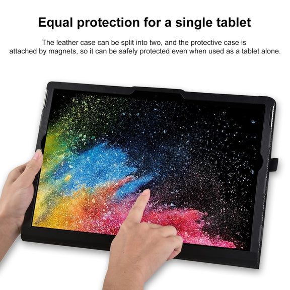 For Microsoft Surface Book 3 / 2 / 1 15 inch Deformation All-inclusive Leather Laptop Case(Black)