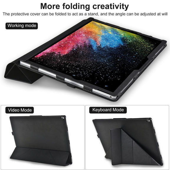 For Microsoft Surface Book 3 / 2 / 1 15 inch Deformation All-inclusive Leather Laptop Case(Black)