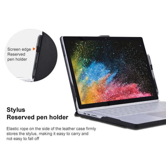 For Microsoft Surface Book 13.5 inch i5 Deformation All-inclusive Leather Laptop Case(Black)
