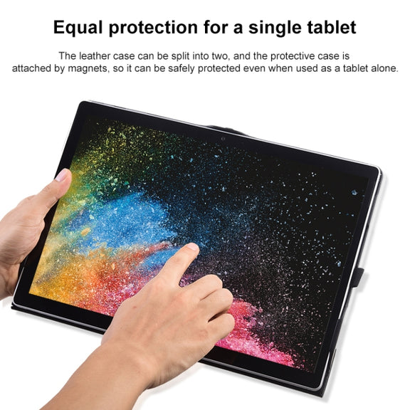 For Microsoft Surface Book 13.5 inch i7 Deformation All-inclusive Leather Laptop Case(Black)