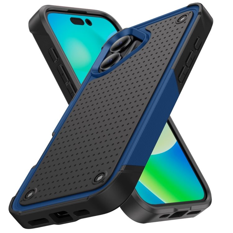 For iPhone 16 PC + TPU Shockproof Protective Phone Case(Blue+Black)