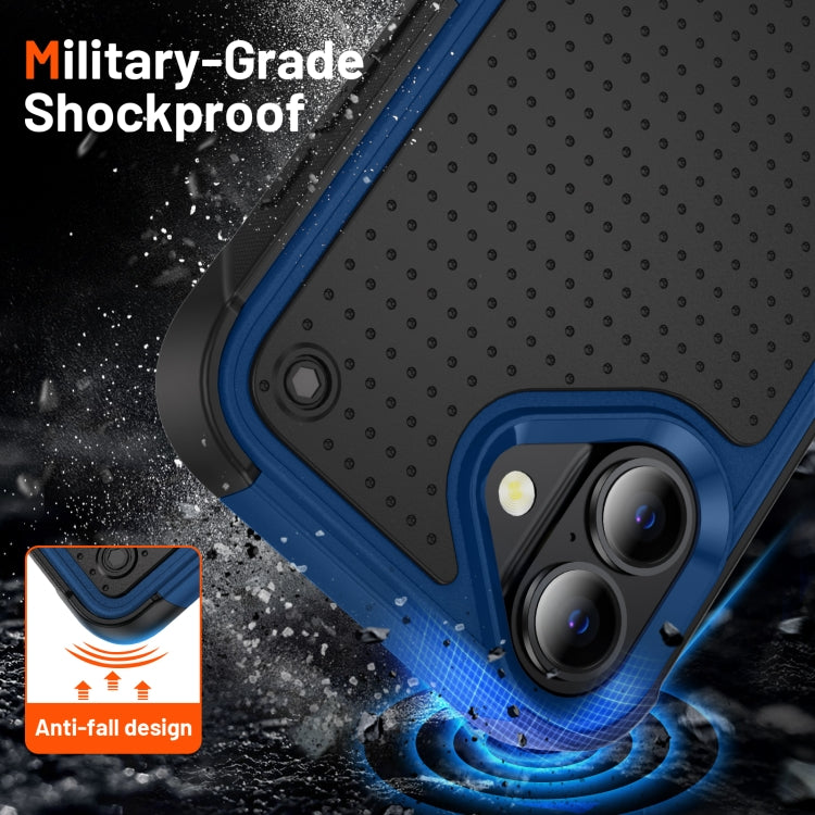 For iPhone 16 PC + TPU Shockproof Protective Phone Case(Blue+Black)