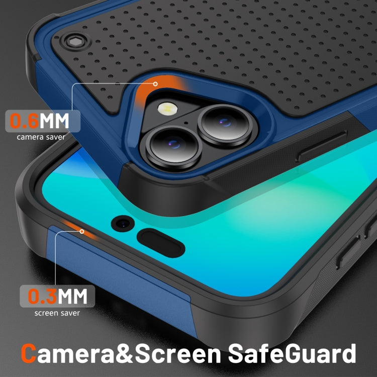For iPhone 16 PC + TPU Shockproof Protective Phone Case(Blue+Black)