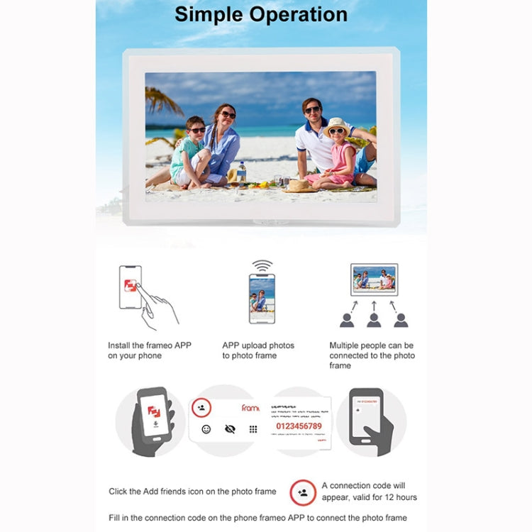 15.6 inch IPS Screen Digital Cloud Photo Frame Wall Mounted LED Advertising Machine, Plug Type:EU Plug(White)