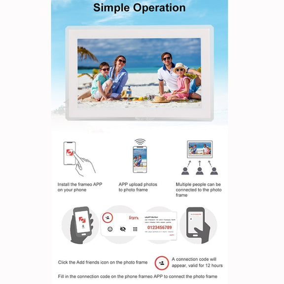 15.6 inch IPS Screen Digital Cloud Photo Frame Wall Mounted LED Advertising Machine, Plug Type:EU Plug(White)