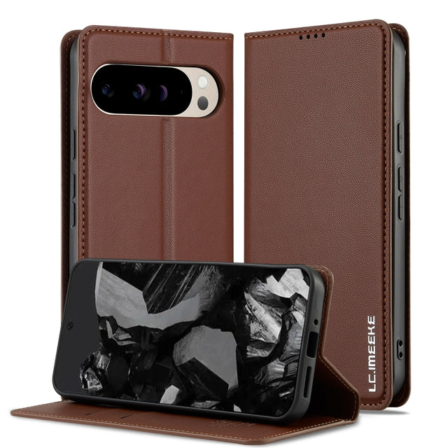 For Google Pixel 9 Pro / 9 LC.IMEEKE L1 Series Frosted Fine Texture PU Phone Case(Brown)