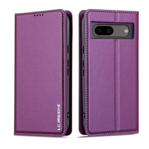 For Google Pixel 7A LC.IMEEKE L1 Series Frosted Fine Texture PU Phone Case(Purple)