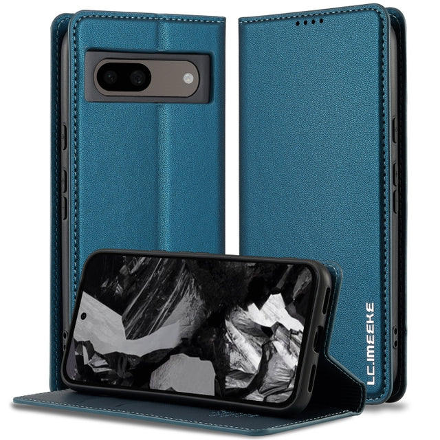 For Google Pixel 8 LC.IMEEKE L1 Series Frosted Fine Texture PU Phone Case(Blue)