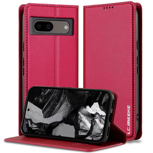 For Google Pixel 8 LC.IMEEKE L1 Series Frosted Fine Texture PU Phone Case(Red)