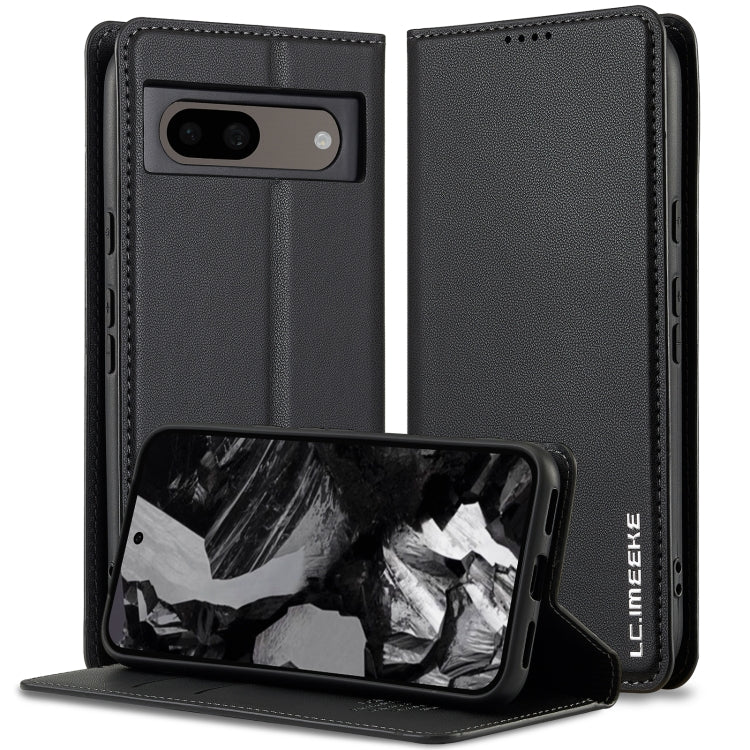 For Google Pixel 8A LC.IMEEKE L1 Series Frosted Fine Texture PU Phone Case(Black)