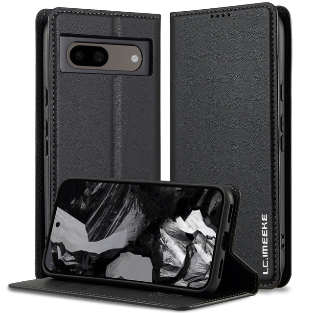 For Google Pixel 8A LC.IMEEKE L1 Series Frosted Fine Texture PU Phone Case(Black)