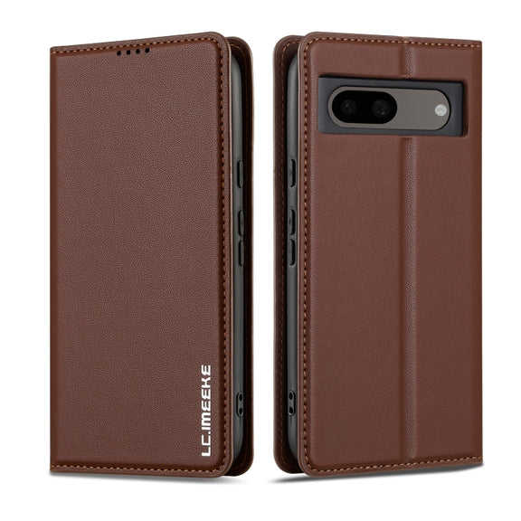 For Google Pixel 8A LC.IMEEKE L1 Series Frosted Fine Texture PU Phone Case(Brown)
