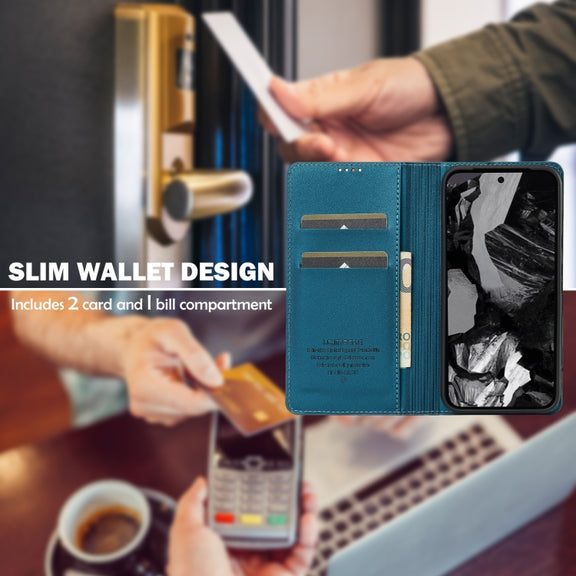 For Google Pixel 8A LC.IMEEKE L1 Series Frosted Fine Texture PU Phone Case(Blue)