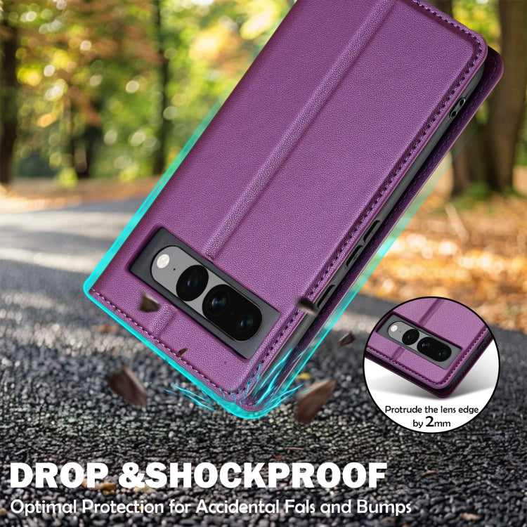 For Google Pixel 7 Pro 5G LC.IMEEKE L1 Series Frosted Fine Texture PU Phone Case(Purple)