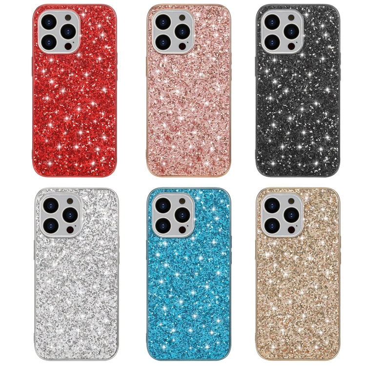 For iPhone 16 Pro Glitter Powder Shockproof TPU Phone Case(Black)