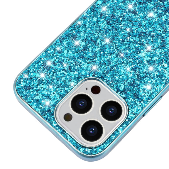 For iPhone 16 Pro Glitter Powder Shockproof TPU Phone Case(Black)