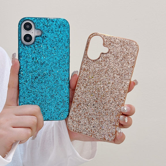 For iPhone 16 Glitter Powder Shockproof TPU Phone Case(Gold)