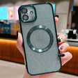 For iPhone 16 Electroplating Pure Color Glitter Powder MagSafe Phone Case(Dark Green) - iPhone 16 Cases by PMC TechLife | Online Shopping South Africa | PMC TechLife | Buy Now Pay Later Mobicred