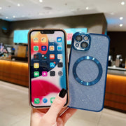 For iPhone 16 Electroplating Pure Color Glitter Powder MagSafe Phone Case(Dark Green)