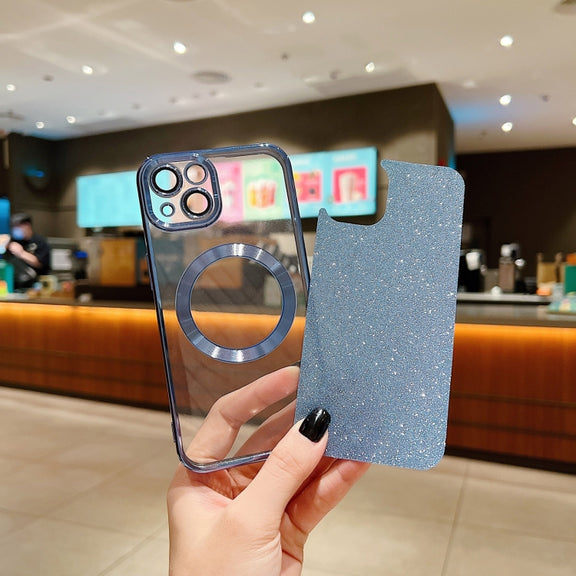 For iPhone 16 Electroplating Pure Color Glitter Powder MagSafe Phone Case(Dark Green)