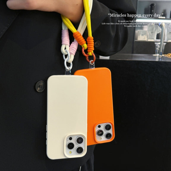 For iPhone 16 Leather Texture TPU Full Coverage Phone Case with Lanyard(Green)