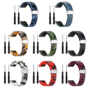For Garmin Fenix 7 Magnetic Folding Silver Buckle Color Printed Silicone Watch Band(Camouflage Grey)