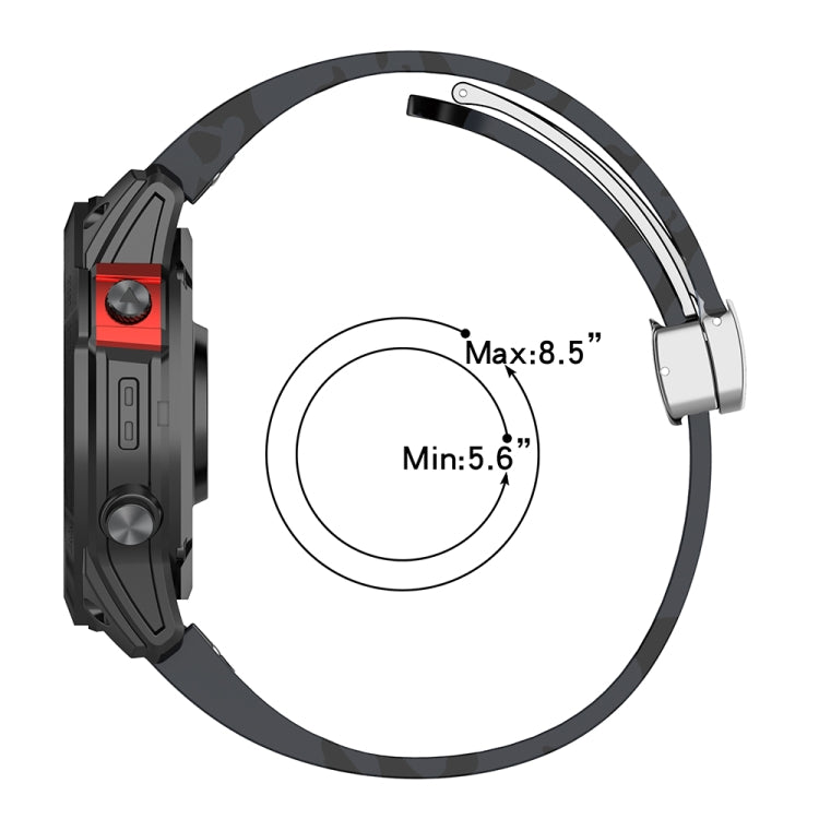 For Garmin Fenix 7X Magnetic Folding Silver Buckle Color Printed Silicone Watch Band(Camouflage Grey)