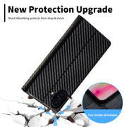 For iPhone 16 Plus LC.IMEEKE Carbon Fiber Leather Phone Case(Vertical Black)
