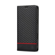 For iPhone 16 Plus LC.IMEEKE Carbon Fiber Leather Phone Case(Horizontal Black)