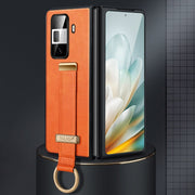 For Honor Magic Vs3 SULADA PC + Leather Texture Skin Feel Shockproof Phone Case(Orange)
